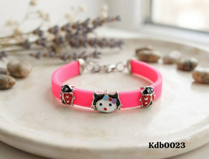 Delightful Bright Pink Band in Silver for kids