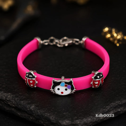 Delightful Bright Pink Band in Silver for kids