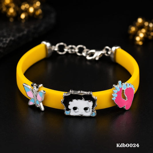 Delightful Bright Yellow Band in Silver for kids