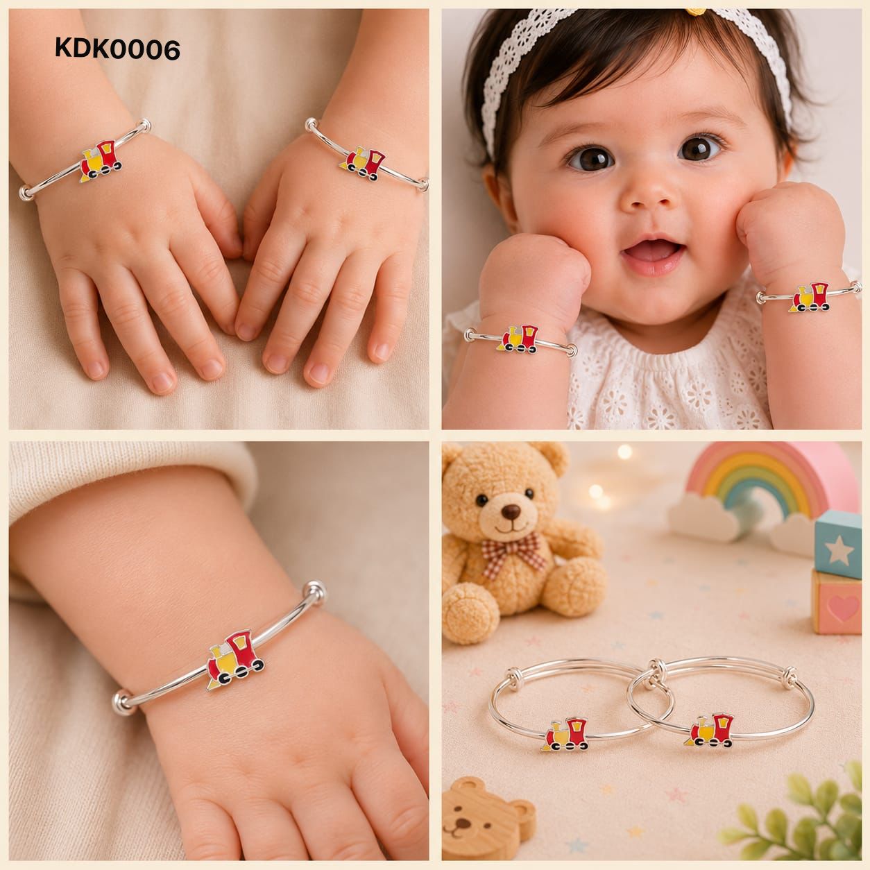 Train Charm 92.5 Sterling Silver Kada Set