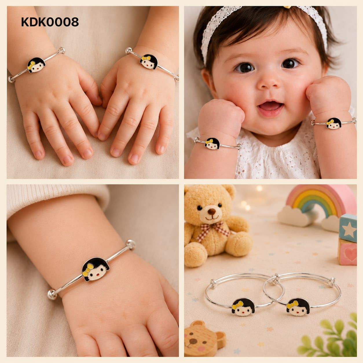 Girl Charm 92.5 Sterling Silver Kada Set