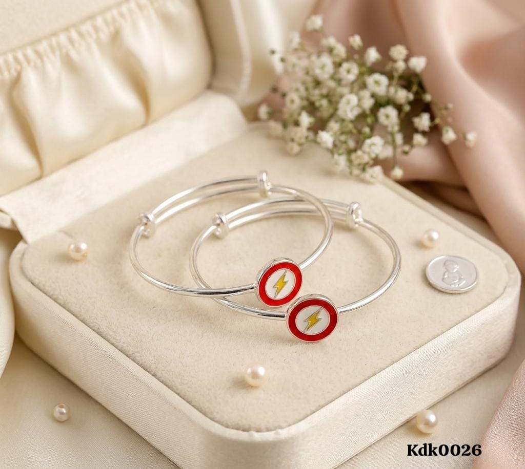 Lightning Bolt Charm 92.5 Sterling Silver Kada Set