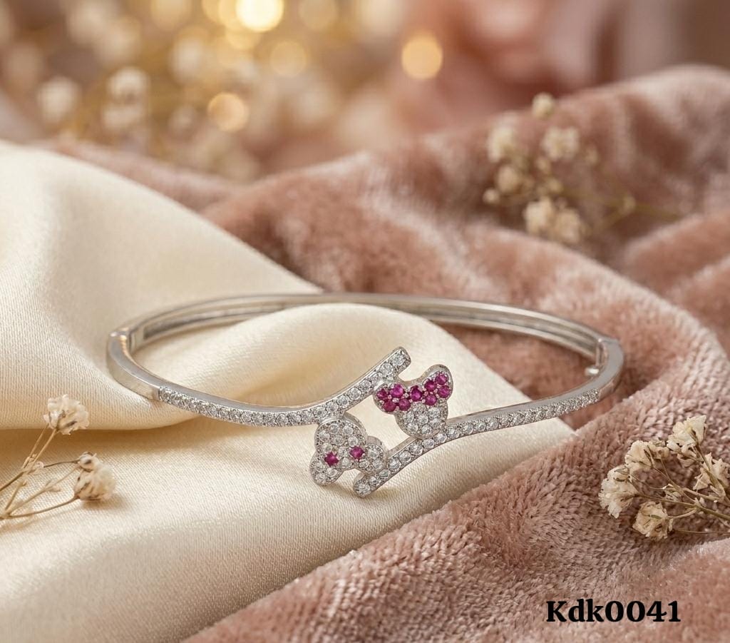 Double Character Stone Charm 92.5 Sterling Silver Kada