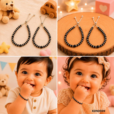 Kids Sterling Silver Black Bead Adjustable Nazaria