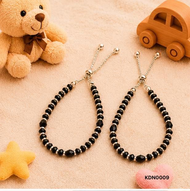 Kids Sterling Silver Black Bead Adjustable Nazaria