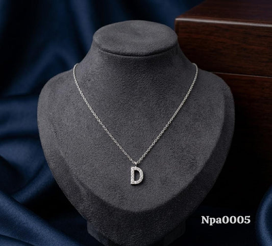 CZ Pave Letter D Pendant Necklace
