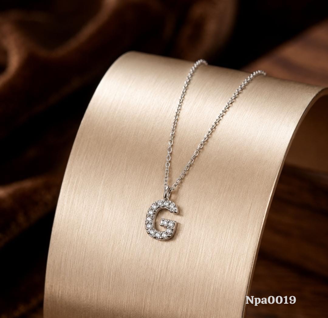 CZ Pave Letter G Pendant Necklace