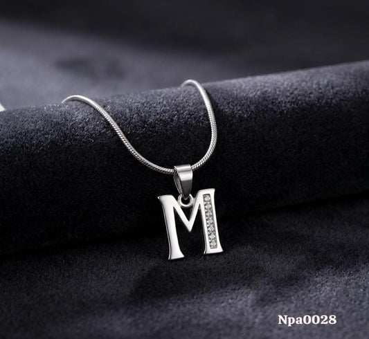 Two-Tone Letter M Half-Polished Pendant Necklace