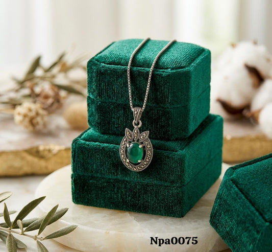 Gemstone and Marcasite Pendant Necklace