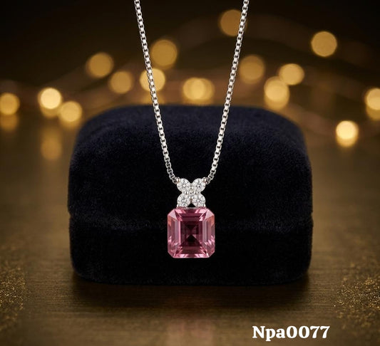 Square Gemstone Pendant Necklace