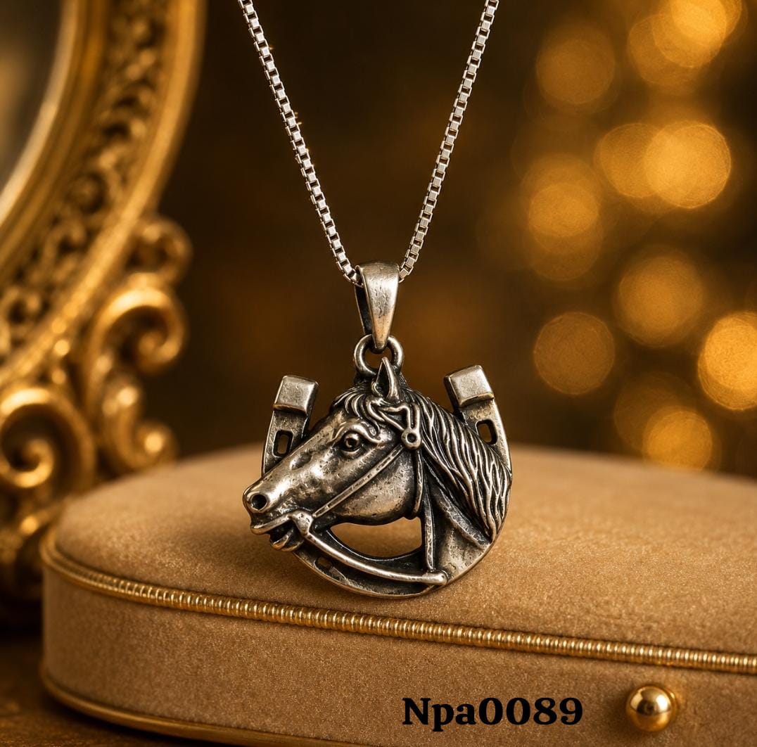 Horse and Horseshoe Pendant Necklace