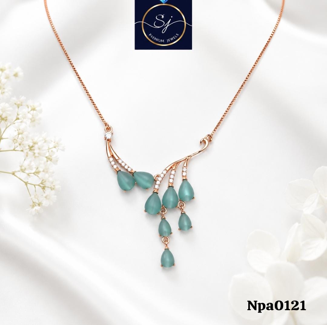 Cascading Blue-Green Stone Necklace