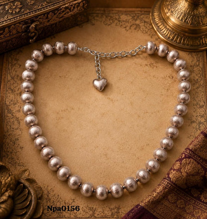 Textured Bead Sterling Silver Necklace