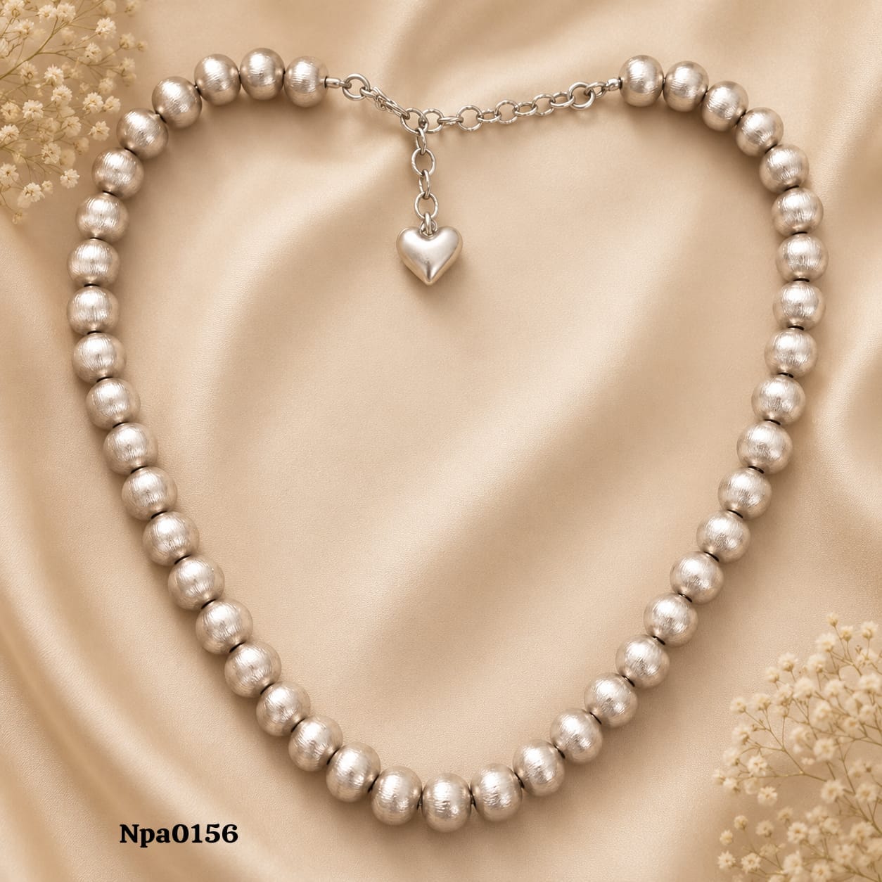 Textured Bead Sterling Silver Necklace
