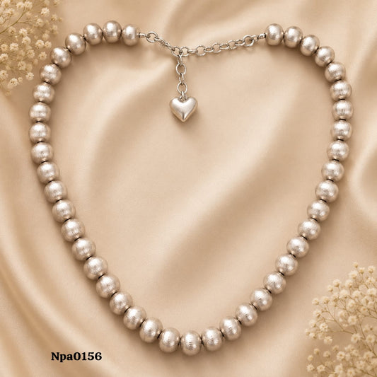 Textured Bead Sterling Silver Necklace