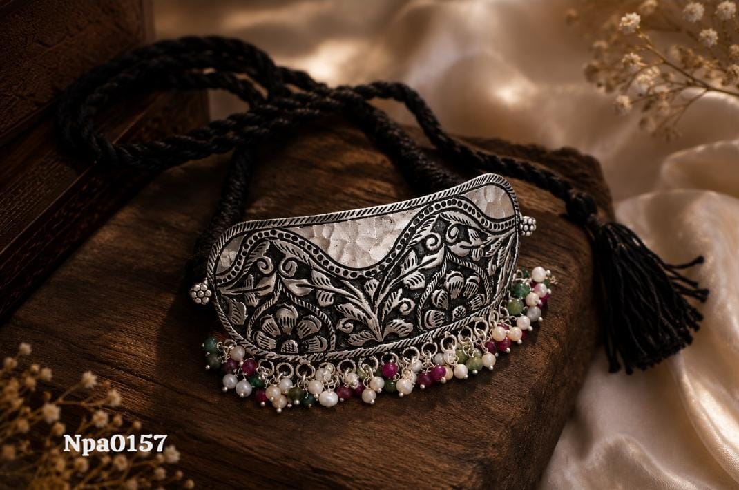 Intricate Floral Motif Tribal Choker
