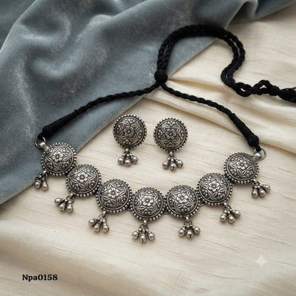 Floral Motif Sterling Silver Choker Set