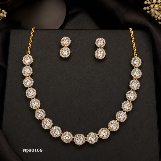 Sparkling Round-Cut Stone Necklace Set