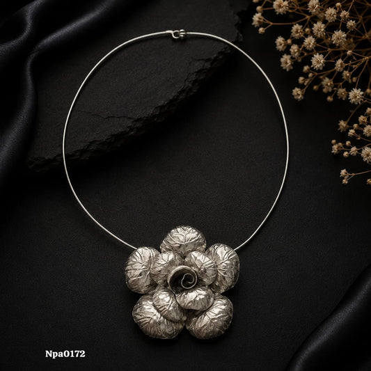 Floral Statement Sterling Silver Necklace