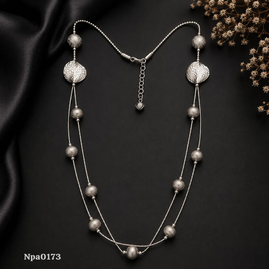 Multi-Strand Beaded Sterling Silver Necklace