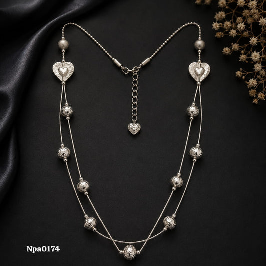 Heart-Accented Multi-Strand Sterling Silver Necklace