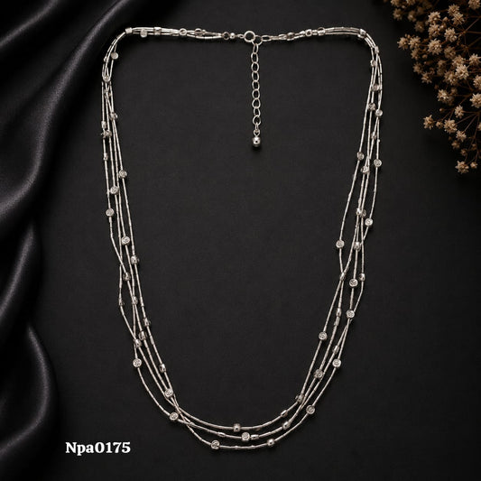 Multi-Strand Beaded Sterling Silver Chain Necklace