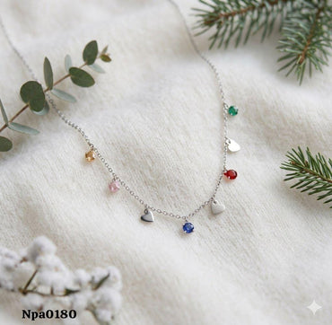 Multicolor Charm and Heart Necklace