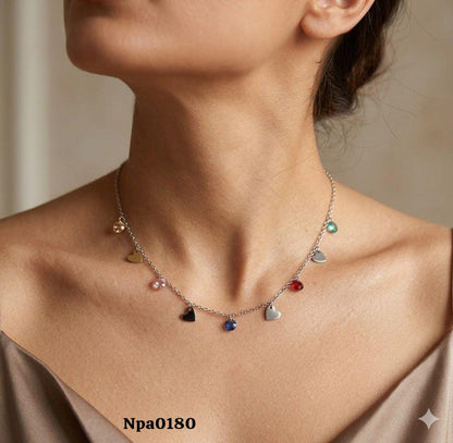 Multicolor Charm and Heart Necklace