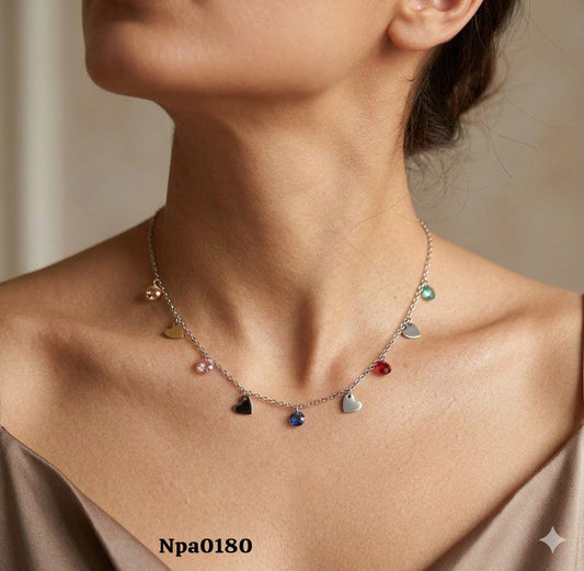 Multicolor Charm and Heart Necklace