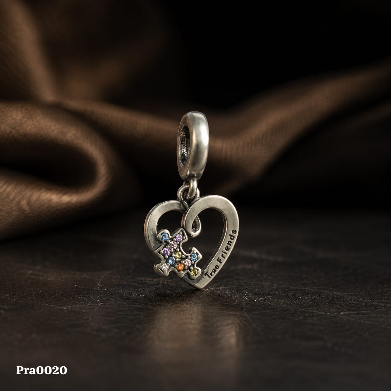 True Friends Puzzle Heart Dangle Charm
