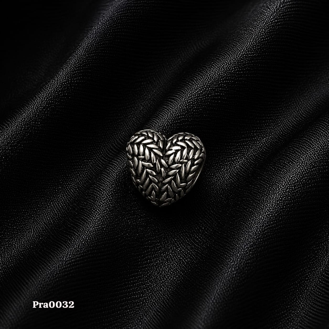 Textured Leaf Heart Charm