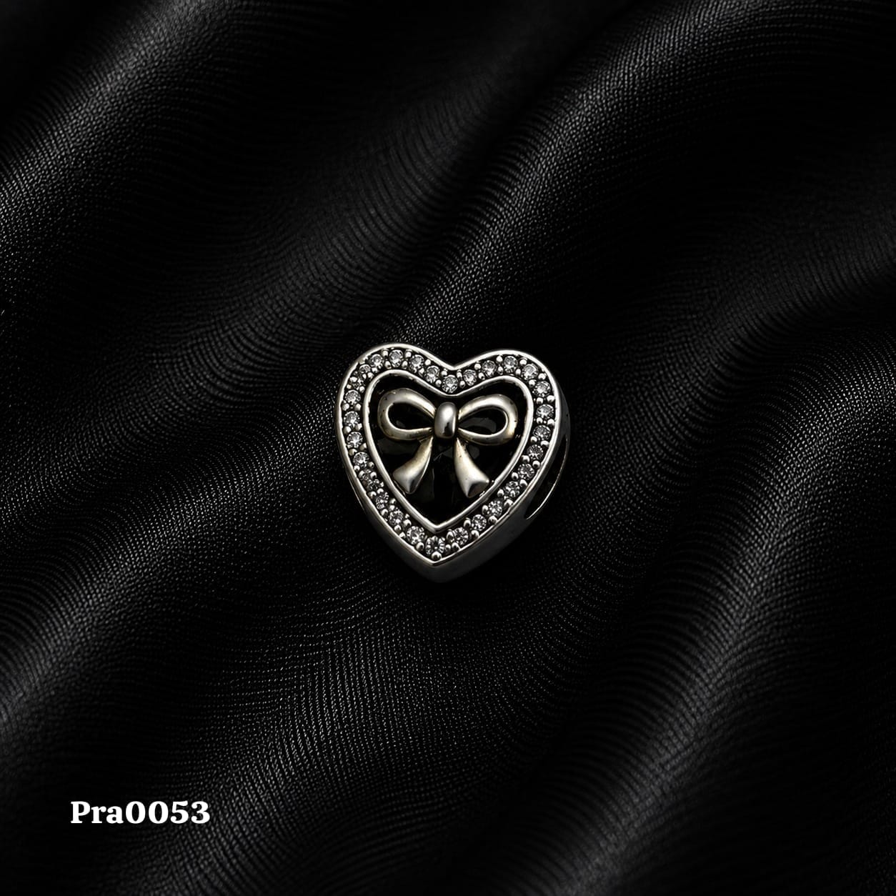 Sparkling Bow Heart Charm