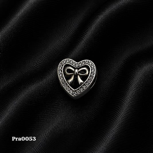 Sparkling Bow Heart Charm