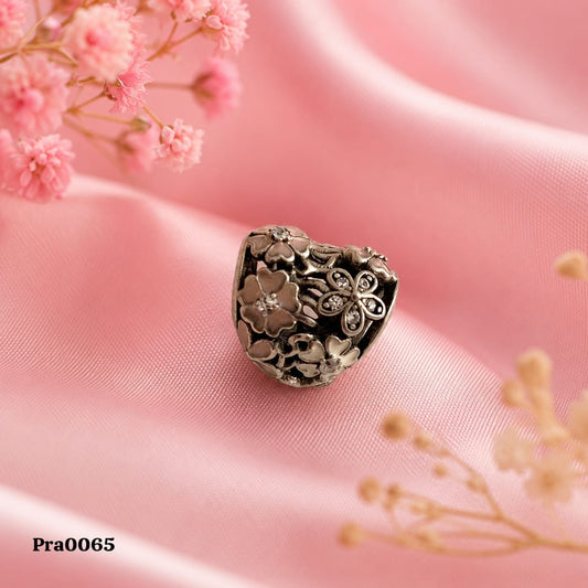Floral Filigree Heart Charm