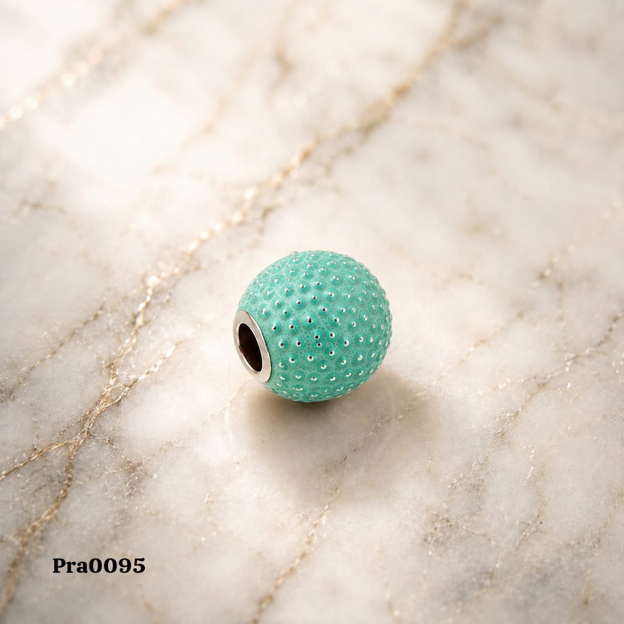 Textured Turquoise Sphere Charm