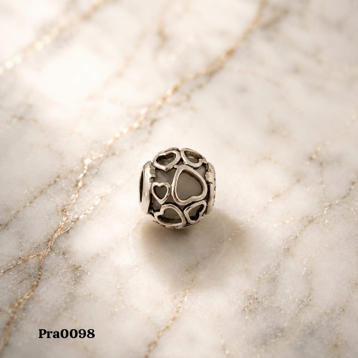 Openwork Heart Sphere Charm