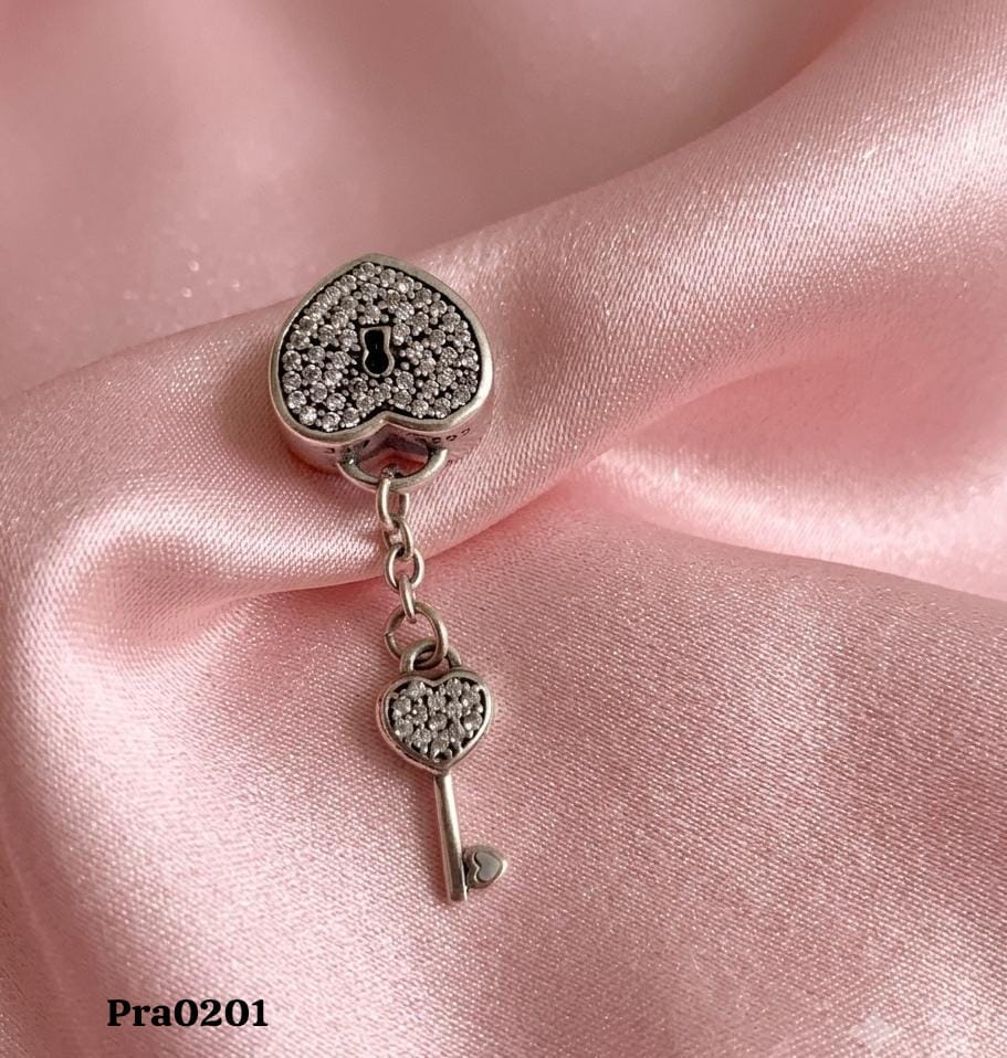 Heart Padlock and Key" Dangle Charm