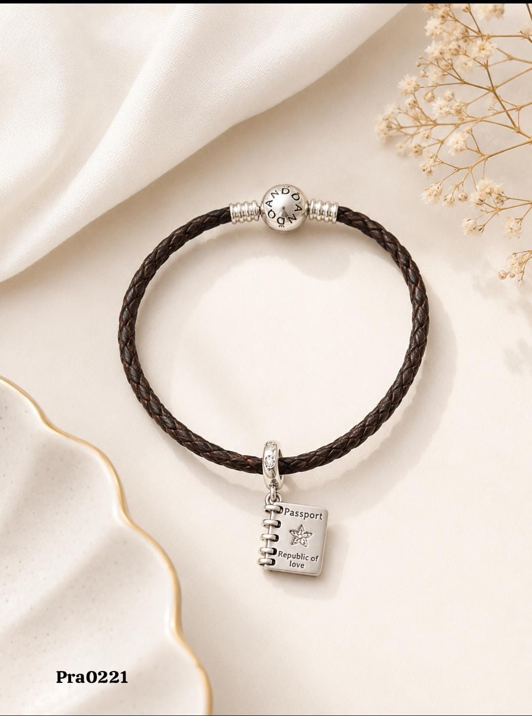 Journal Charm" Braided Leather Bracelet