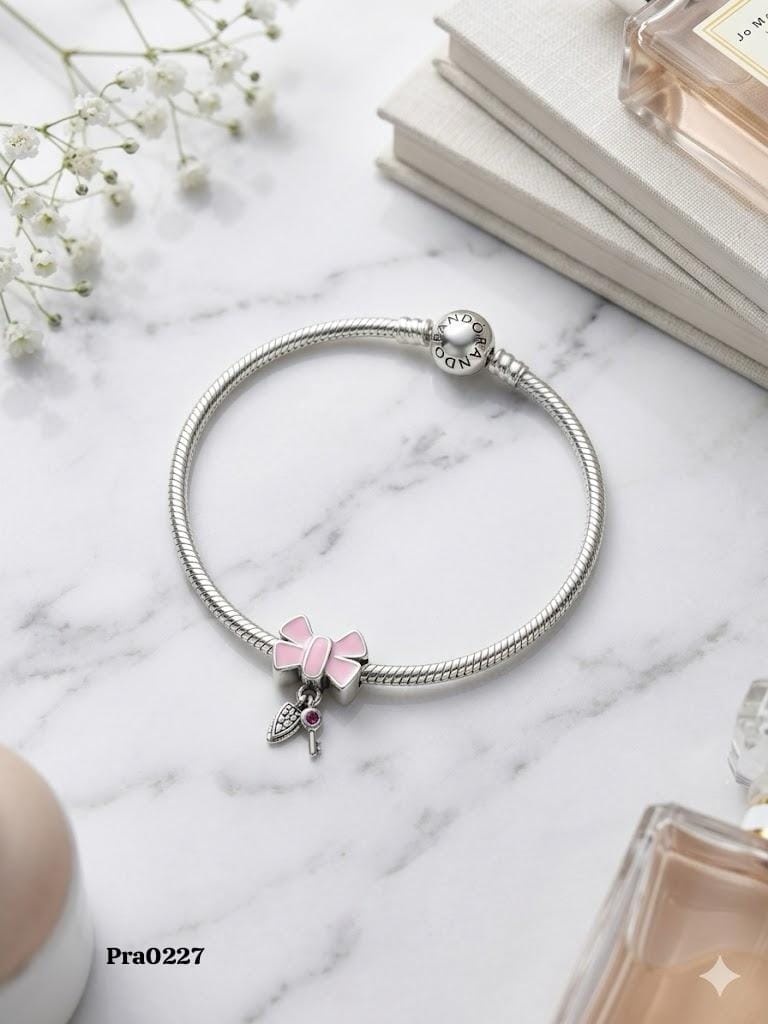 Bow & Key" Snake Chain Anklet