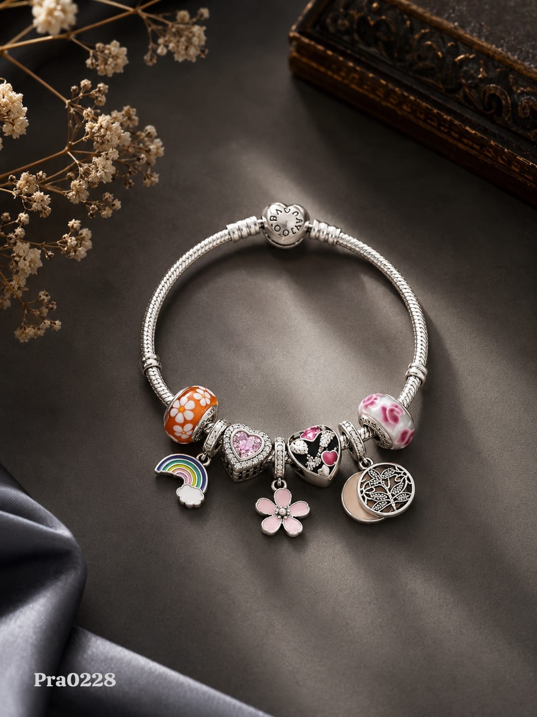 Colorful Charms" Snake Chain Bracelet
