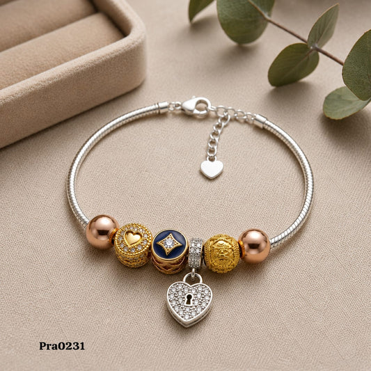"Golden Lock & Key" Snake Chain Bracelet