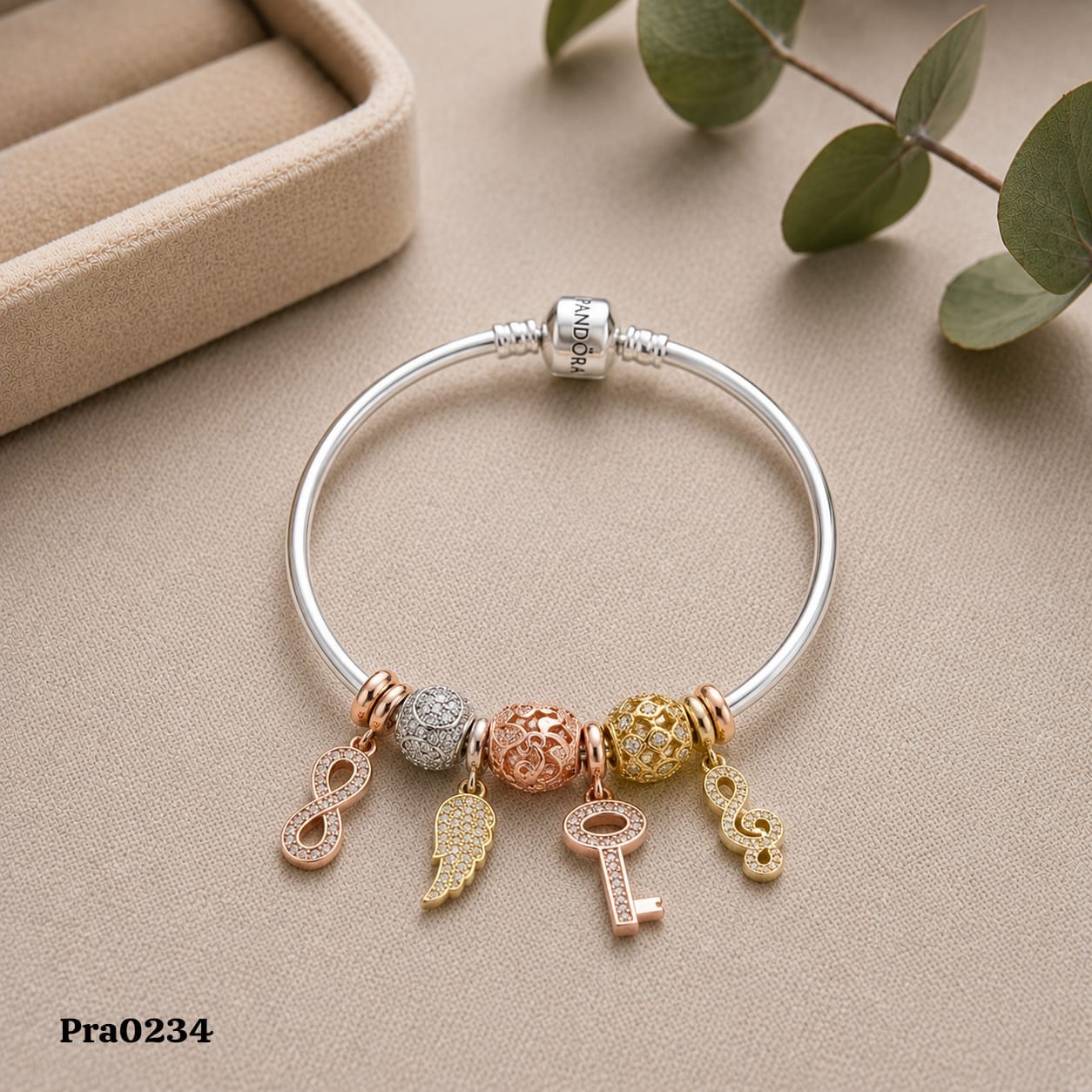 "Symbolic Mixed-Metal" Openable Bangle Bracelet