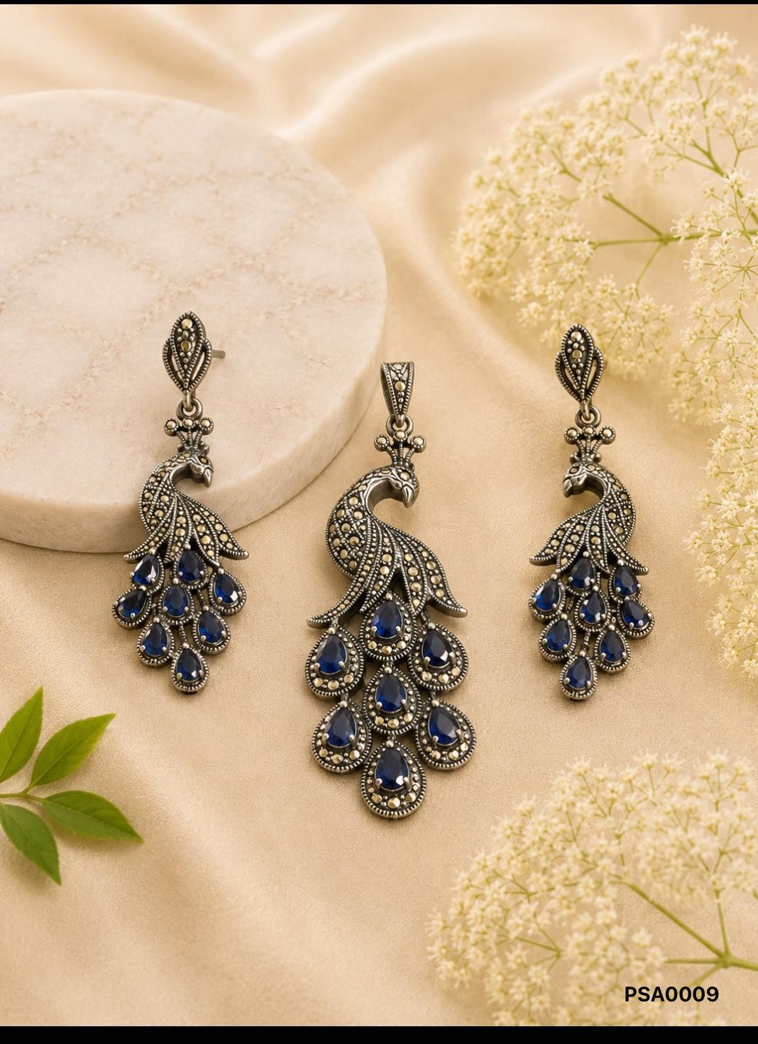 Majestic Marcasite Peacock Set