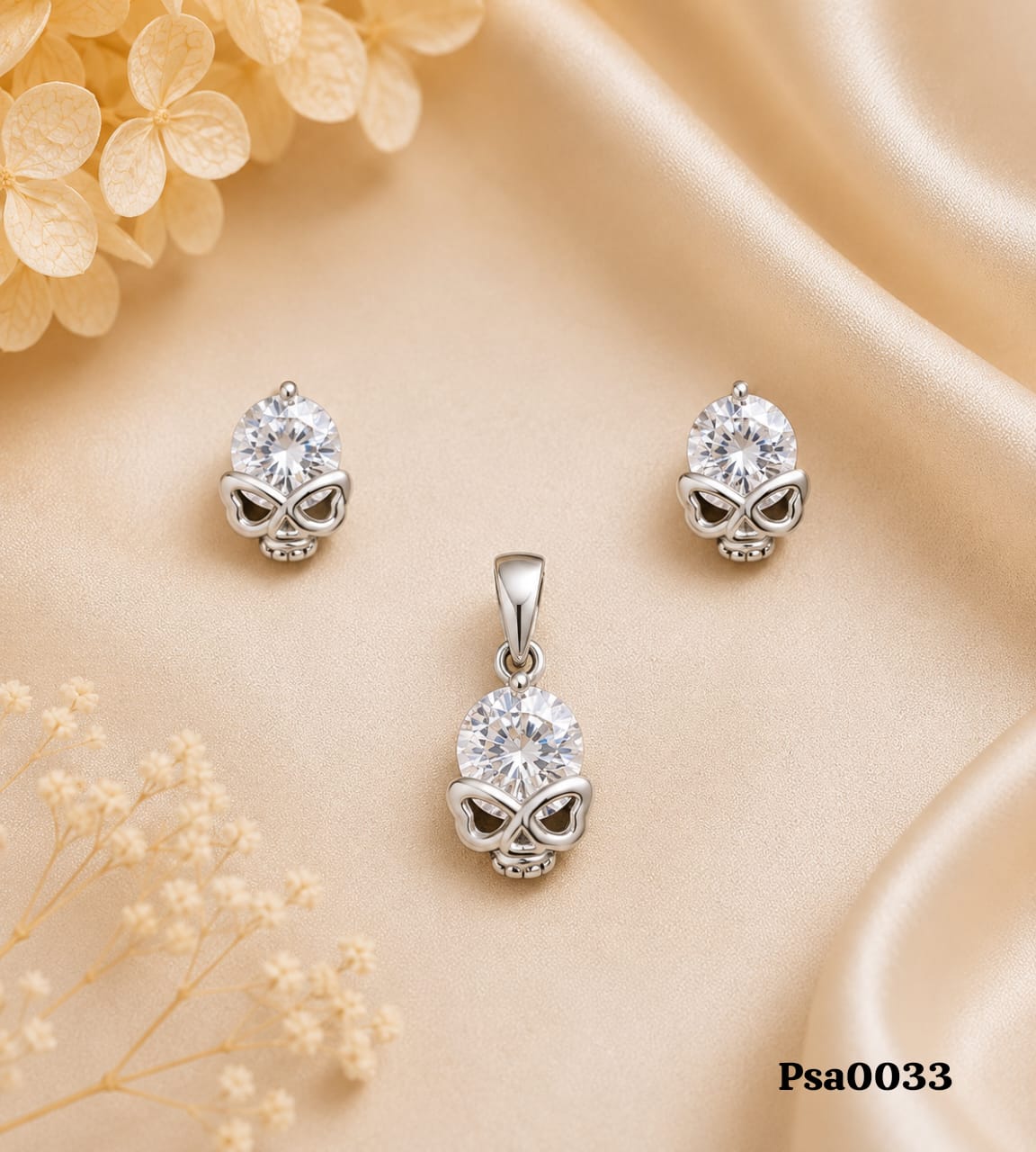 Dancing stone Sterling Silver Pendant Set