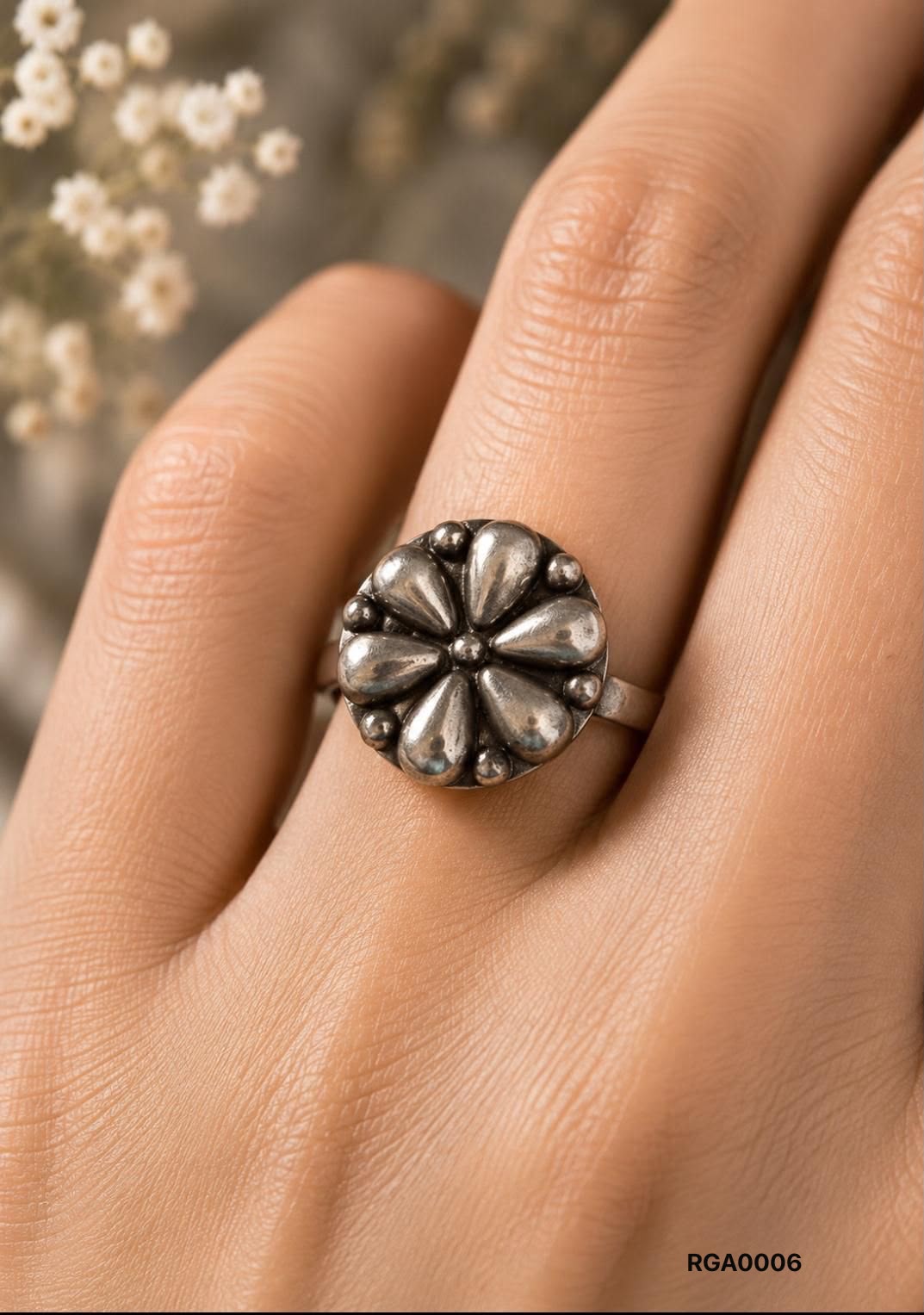 Vintage Petal Adjustable Ring