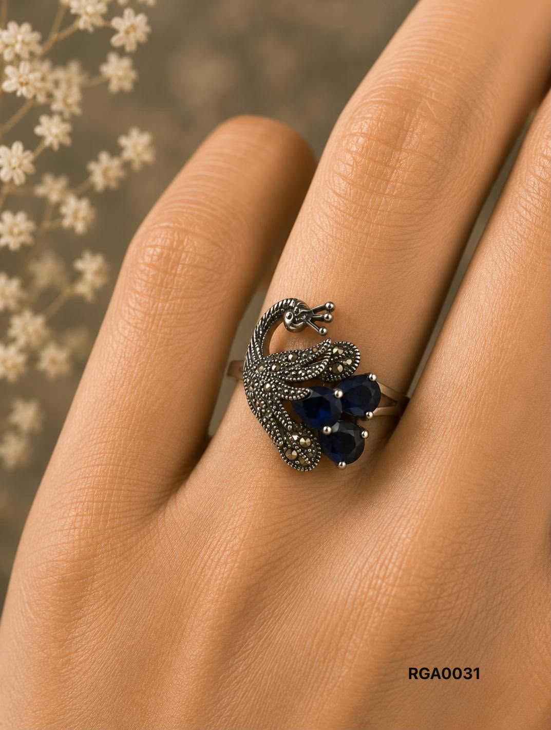 Royal Blue Peacock Ring