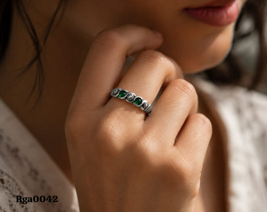 Scroll Pattern Marcasite Ring