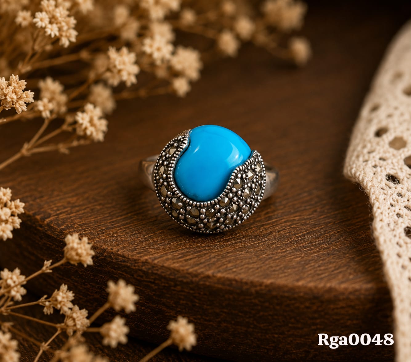 Turquoise Marcasite Ring
