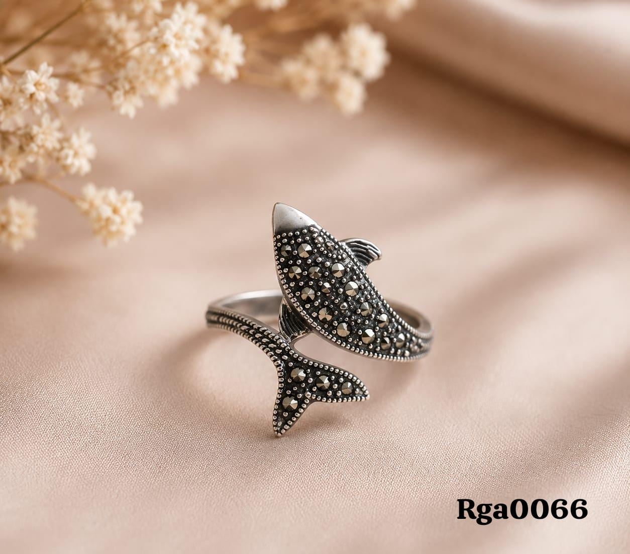 Sterling Silver Marcasite Fish Ring