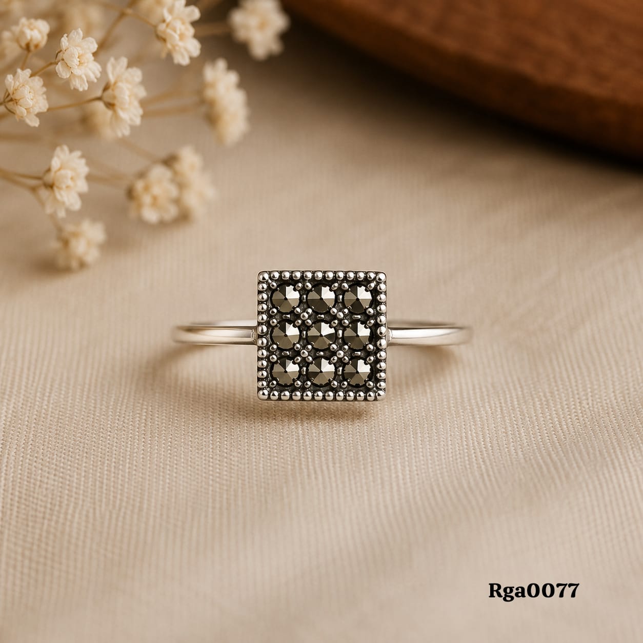 Sterling Silver Marcasite Square Ring